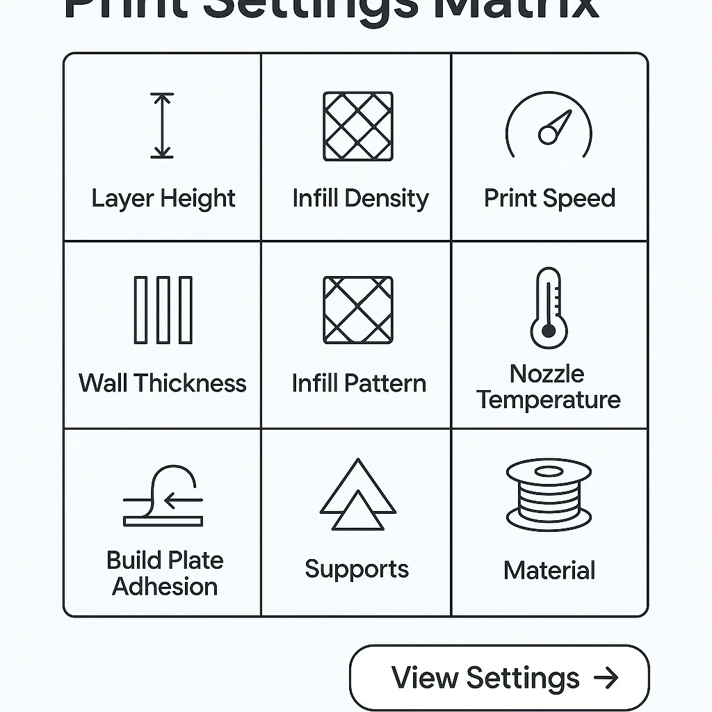 Print setting controls for custom insole manufacturing